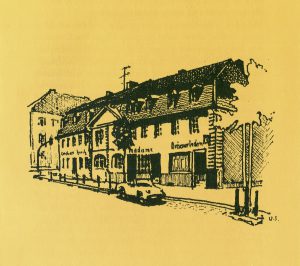 Illustrationauf gelben Papier von dem beschriebenen Ort